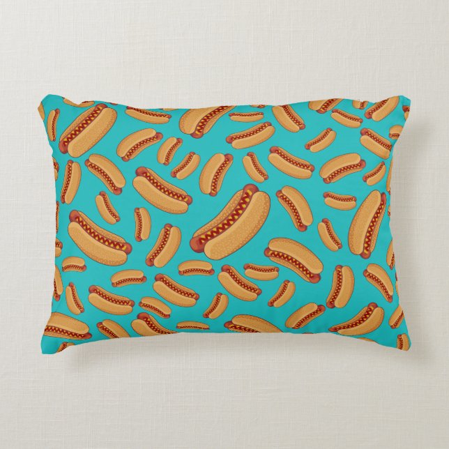 Almofada Decorativa Hotdogs de turquesa (Frente)