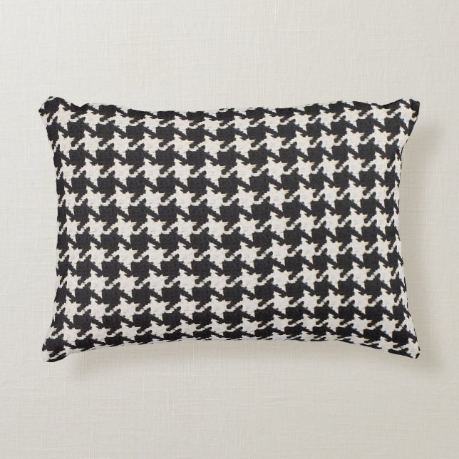 Almofada Decorativa Houndstooth Black White Pattern (Frente)