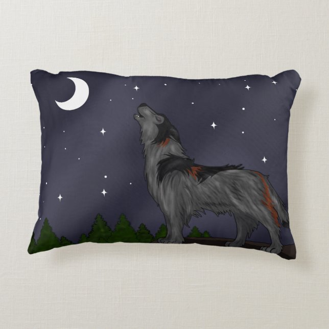 Almofada Decorativa Howling Wolf (Cinza) (Verso)