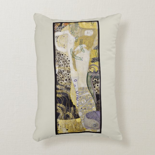 Almofada Decorativa Hydra (serpentes d'água I) por Gustav Klimt (Frente(Vertical))