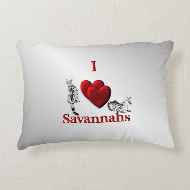 Almofada Decorativa I Heart Savannah Cat Silver (Frente)