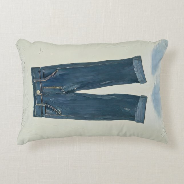 Almofada Decorativa Ícones de Índigo Pintura em Arte de Denim Denimhea (Frente)
