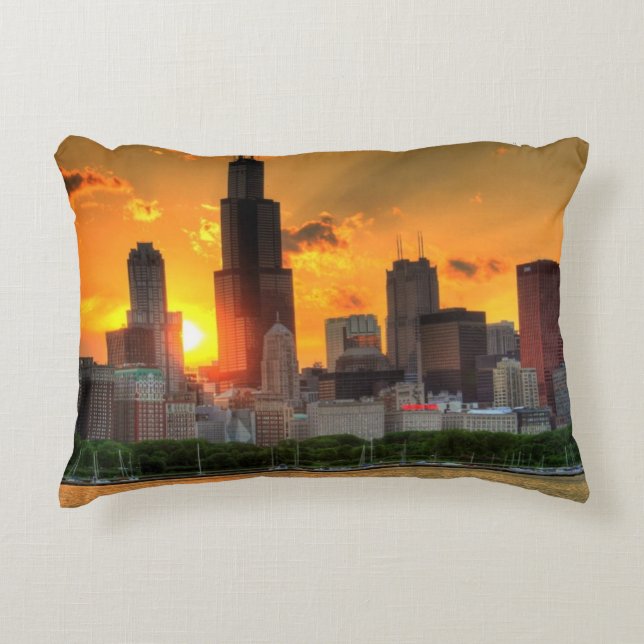 Almofada Decorativa Ideia da skyline de Chicago de Adler (Frente)