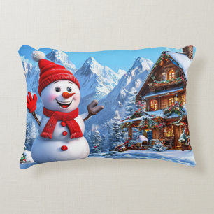 Almofada Decorativa Ideia de presente decorativo de boneco de neve de
