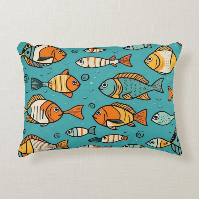 Almofada Decorativa Ideias de presentes de padrão de peixe (Frente)