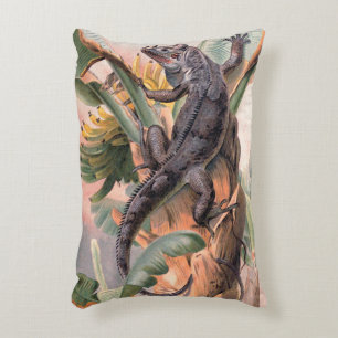 Almofada Decorativa Iguana Preta Tropical, Réptil Animal Selvagem Vint