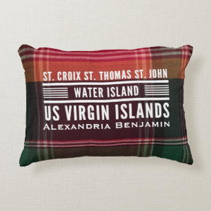 Almofada Decorativa Ilhas Virgens USVI Caribe Madras Personalizam