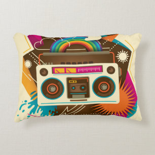 Almofada Decorativa Ilustração colorida de rádio Abstrato Vintage