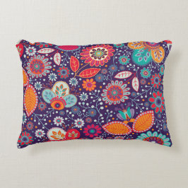 Almofada Decorativa Ilustração Colorida Natureza Padrão Floral