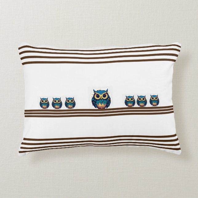Almofada Decorativa Ilustração de Coruja Azul-Fora (Frente)