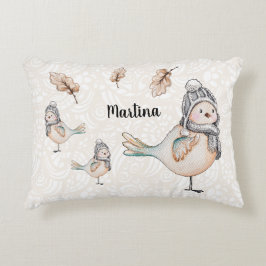 Almofada Decorativa Ilustração de Pardal Fofo de Inverno