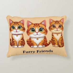 Almofada Decorativa Ilustração de Trio de Gatos Laranja Fofo com Olhos