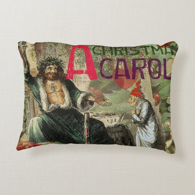 Almofada Decorativa Ilustração do Espírito do Natal Presente Scrooge (Verso)
