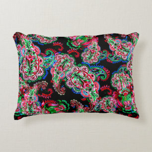 Almofada Decorativa Ilustração floral de paisley de coloração aquo