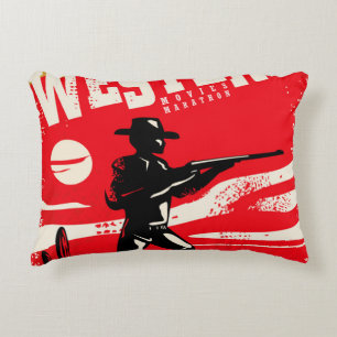 Almofada Decorativa Imagens da maratona dos filmes ocidentais retro po