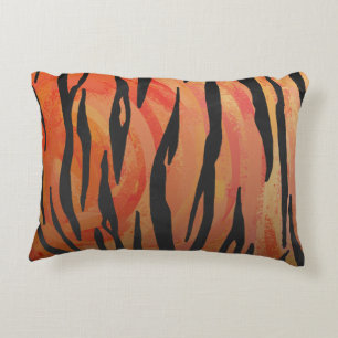 Almofada Decorativa Impressão alaranjado do tigre e preto quente