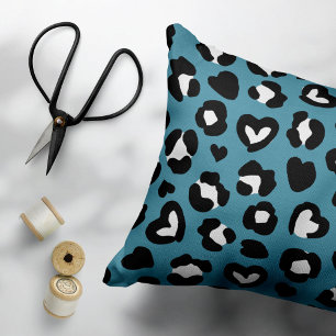 Almofada Decorativa Impressão Animal, Leopardo Azul, Manchas de Chita,