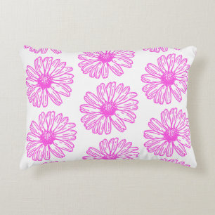 Almofada Decorativa Impressão de Flor de Margarida Ultra-Rosa, Hippie