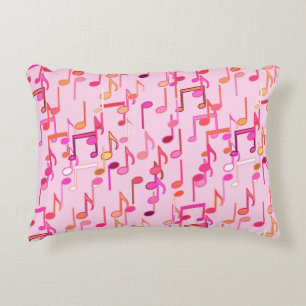 Almofada Decorativa Impressão de Notas Musicais - cor-de-rosa, multimé