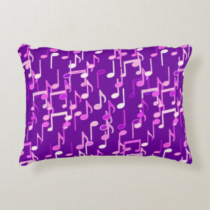 Almofada Decorativa Impressão de Notas Musicais - violeta, roxo, múl