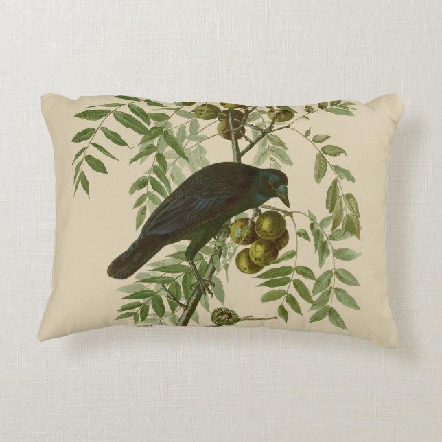 Almofada Decorativa Impressão de pássaro rouxinol-púrpura de Audubon V (Verso)