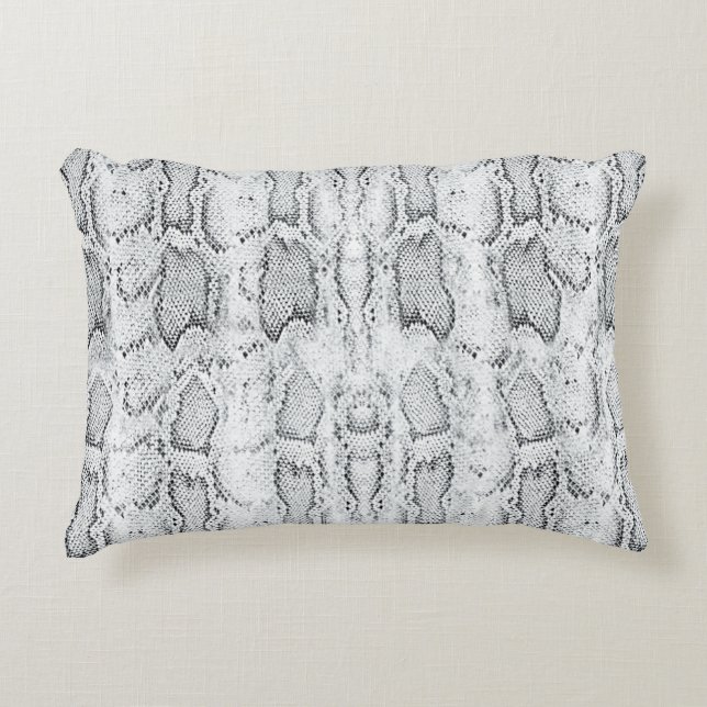 Almofada Decorativa Impressão de Pele de Cobra Python Branca (Frente)