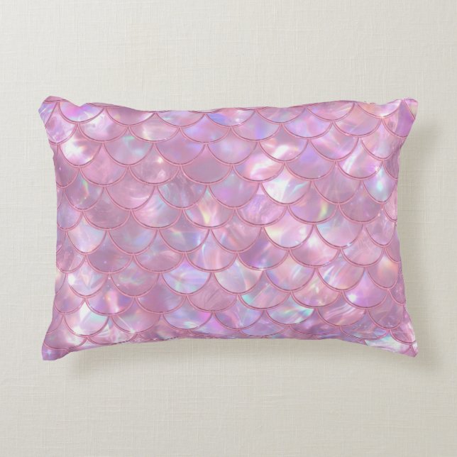 Almofada Decorativa Impressão de Sereia Rosa Claro (Frente)