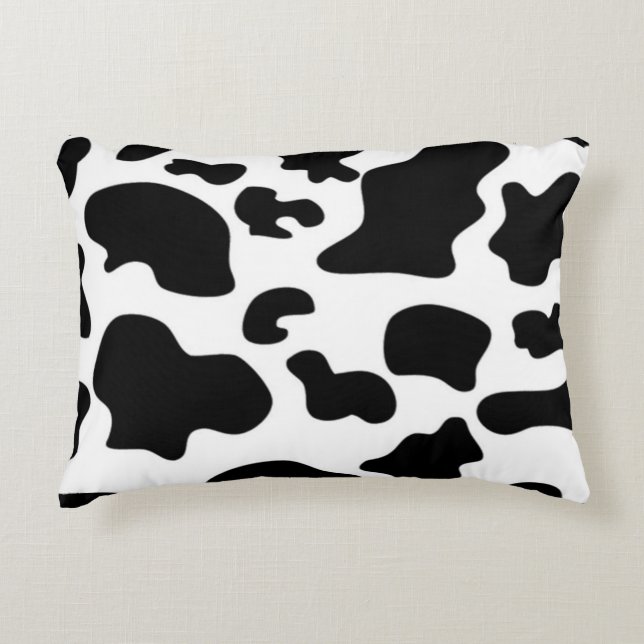 Almofada Decorativa Impressão de Vaca Preta e Branca (Frente)