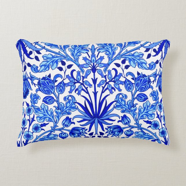 Almofada Decorativa Impressão de William Morris Hyacinth, Cobalt Azul  (Frente)