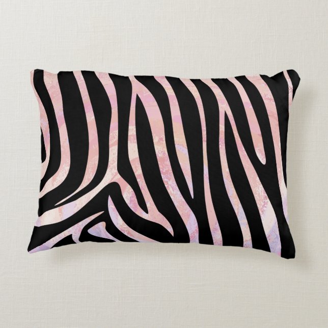 Almofada Decorativa Impressão de Zebra Preta e Rosa (Verso)