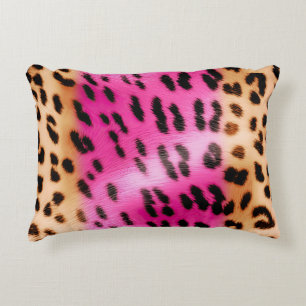 Almofada Decorativa Impressão do Leopardo Rosa-Girassol