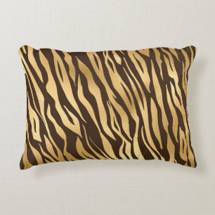 Almofada Decorativa Impressão Elegante de Tigre Dourado Chic - Glama
