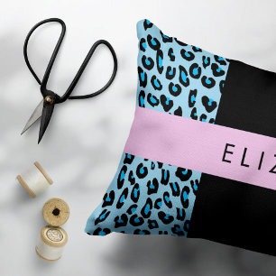 Almofada Decorativa Impressão Leopardo, Impressão Zebra, Azul, Seu Nom
