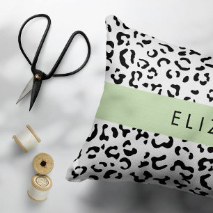 Almofada Decorativa Impressão Leopardo, Manchas, Preto E Branco, Seu N
