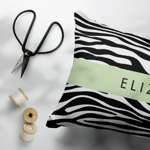 Almofada Decorativa Impressão Zebra, Stripes, Preto E Branco, Seu Nome