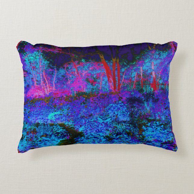 Almofada Decorativa Impressionistic Dark Blue and Red Garden Landscape (Frente)