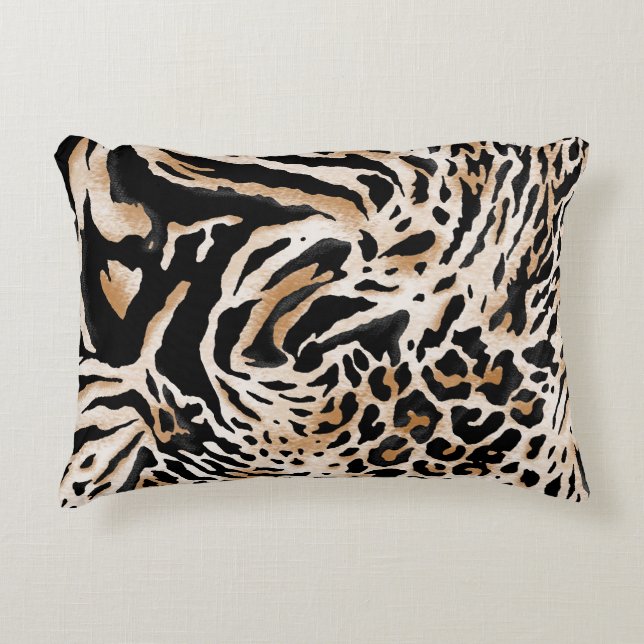 Almofada Decorativa Impressões Animais: Leopardo Zebra Tiger (Frente)