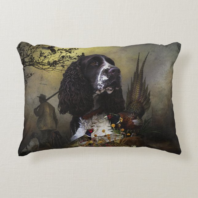 Almofada Decorativa Inglês Springer Spaniel com faisão (Frente)