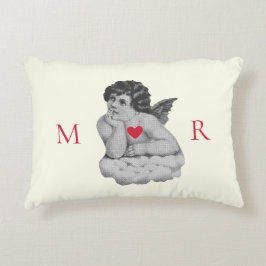 Almofada Decorativa Iniciais Anjos Cute Vintage Red White Cherub