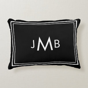 Almofada Decorativa Iniciais minimalistas monogramas brancos a preto
