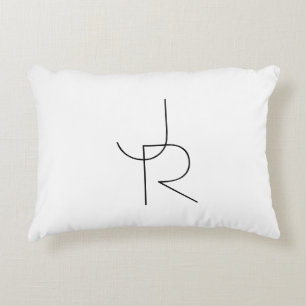 Almofada Decorativa Iniciais Sobrepostos Modernos 2 Preto em branco