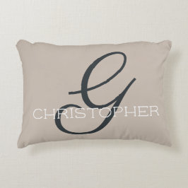 Almofada Decorativa Inicial G Neutro Bege Taupe Nome Personalizado