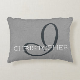 Almofada Decorativa Inicial Personalizado Nome Preto Branco Cinza