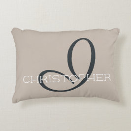 Almofada Decorativa Inicial Tom Neutro Bege Personalizado Nome