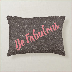 Almofada Decorativa Inspirational Be Fabuloso Black Glitter