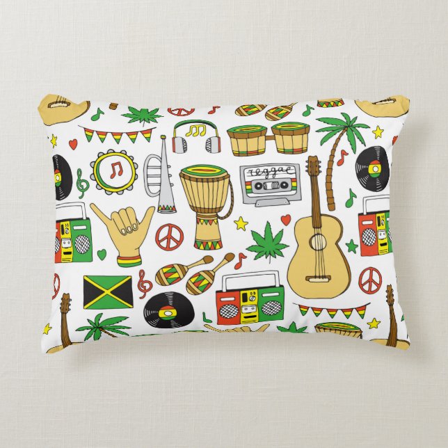 Almofada Decorativa Instrumentos musicais sem descontinuidades. Reggae (Frente)
