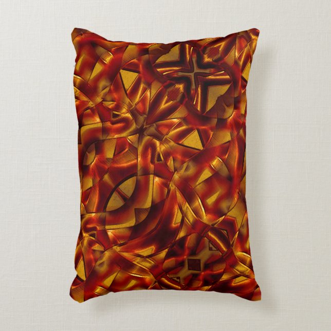Almofada Decorativa Interlactação de fitas laranja queimadas, efeito e (Frente(Vertical))