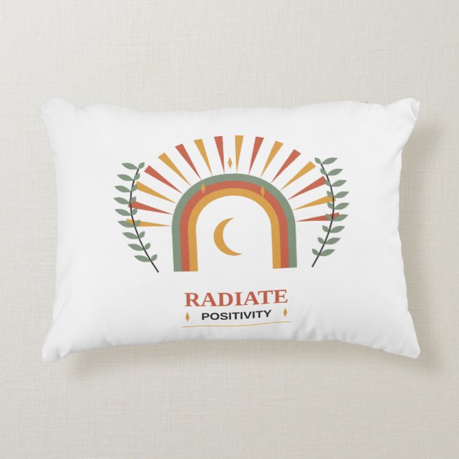 Almofada Decorativa Irradie Positividade Boho Celestial Sol Lua Botâni (Frente)