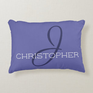 Almofada Decorativa J Nome Personalizado Inicial Azul Violeta
