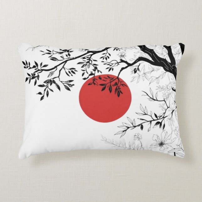 Almofada Decorativa Japanese Sun & Nature Brush Art (Frente)